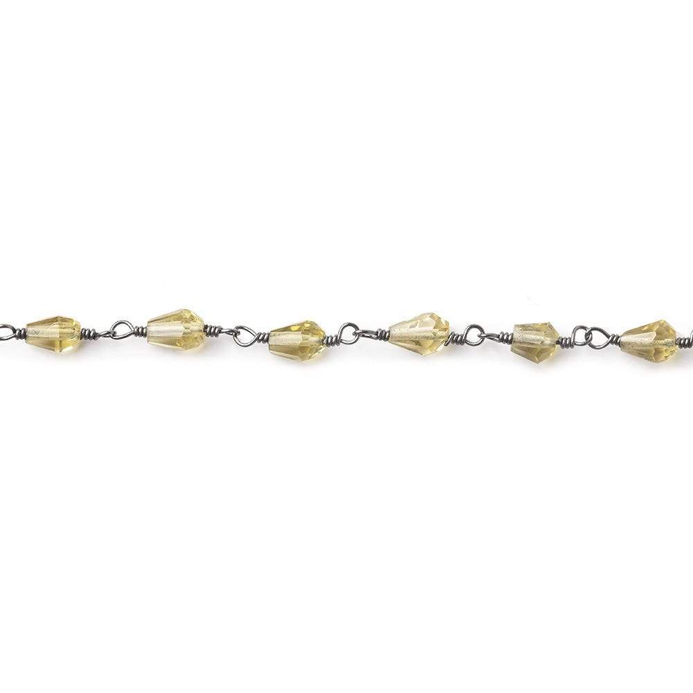 Lemon Quartz faceted tear drop Black Gold Filled Chain by the foot 29 beads - Beadsofcambay.com