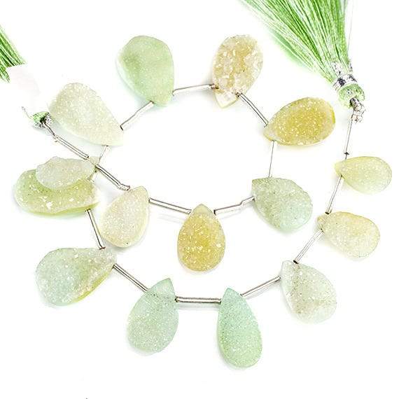 Lime Green Pear Drusy Bead Strand - Beadsofcambay.com