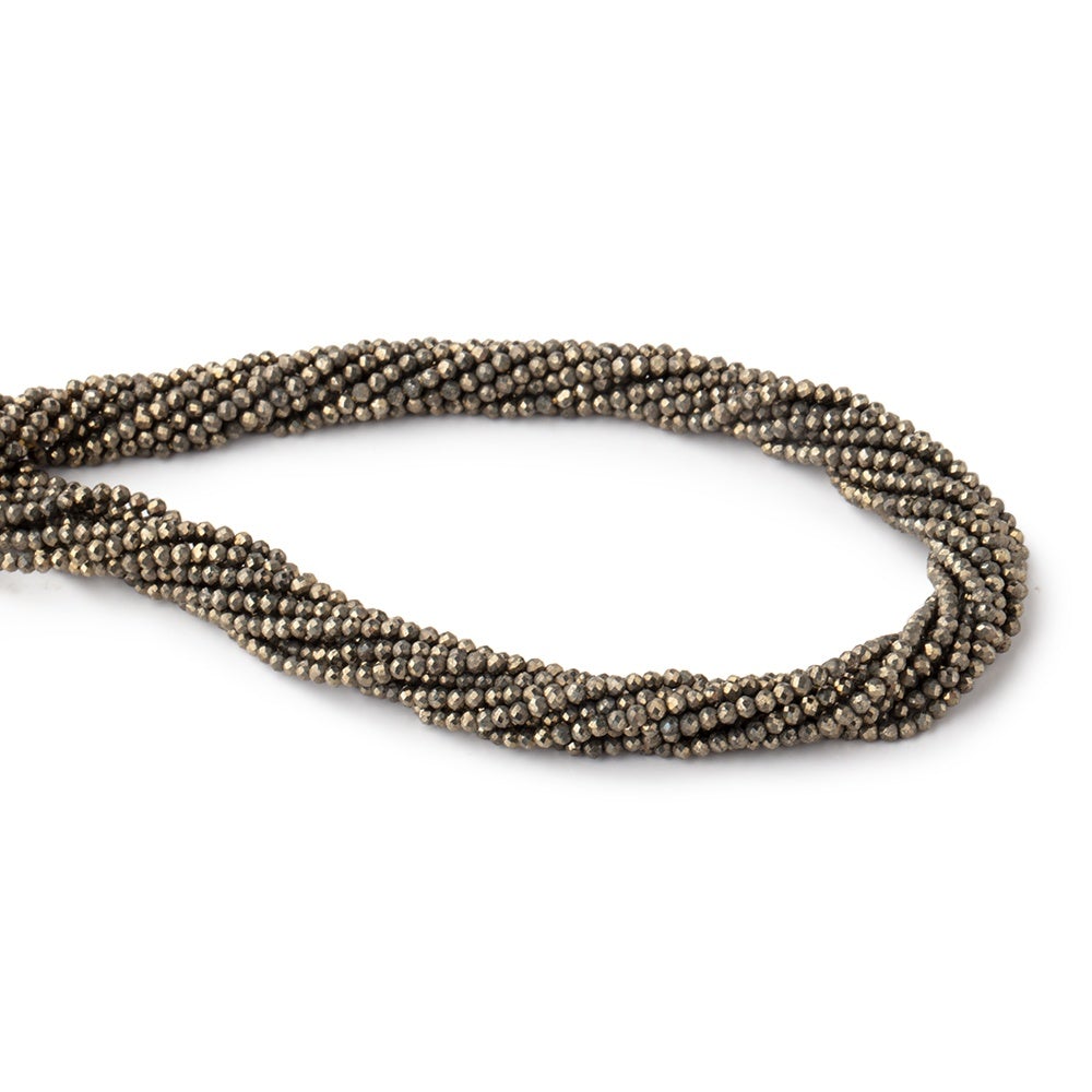 Lot of 11 strands - 2mm Golden Pyrite Micro-faceted Rondelle Beads - Beadsofcambay.com
