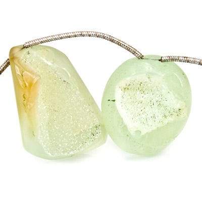 Margarita Green Agate Drusy Beads Free Shape 11 pieces - Beadsofcambay.com