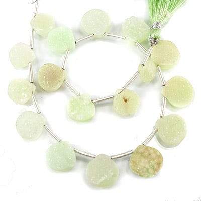 Margarita Lime Drusy Plain Heart Beads - Beadsofcambay.com