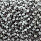 Milky Aquamarine micro-faceted rondelle Black Gold plated Chain by the foot 40 beads - Beadsofcambay.com