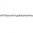 Milky Aquamarine micro-faceted rondelle Black Gold plated Chain by the foot 40 beads - Beadsofcambay.com