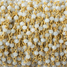 Milky Aquamarine micro-faceted rondelle Gold plated Chain by the foot 40 beads - Beadsofcambay.com