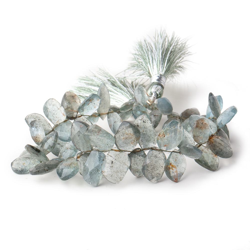 Moss Aquamarine Faceted Free Form & Marquise Beads 7.5 inch 56 pieces - Beadsofcambay.com