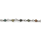 Multi Color Tourmaline micro-faceted rondelle Black Gold plated Chain by the foot 40 beads - Beadsofcambay.com