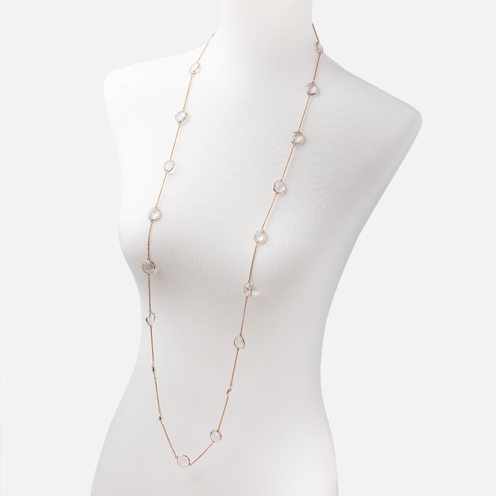 Multi Gemstone Faceted Nugget Vermeil Bezel Chain Necklace - Beadsofcambay.com