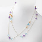 Multi Gemstone Faceted Trillion .925 Silver Chain Necklace AAA - Beadsofcambay.com