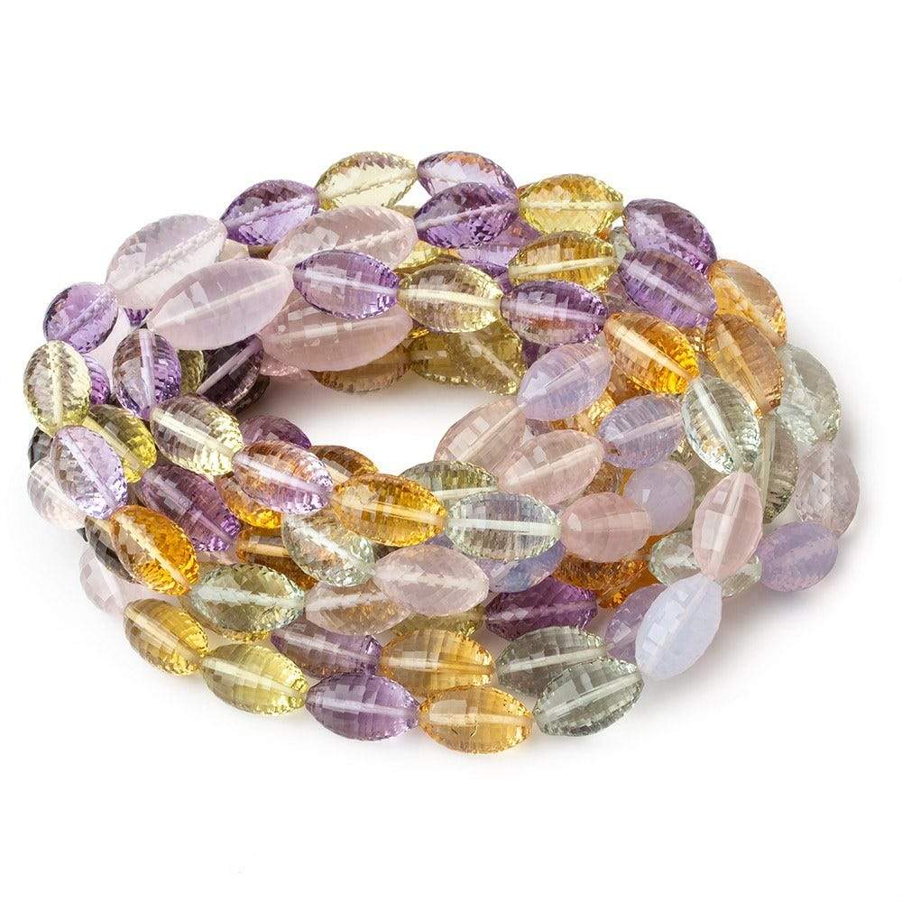Multi HydroQuartz concave checkerboard faceted marquise 16 inch 29 beads 14x8mm - 20x11mm - Beadsofcambay.com