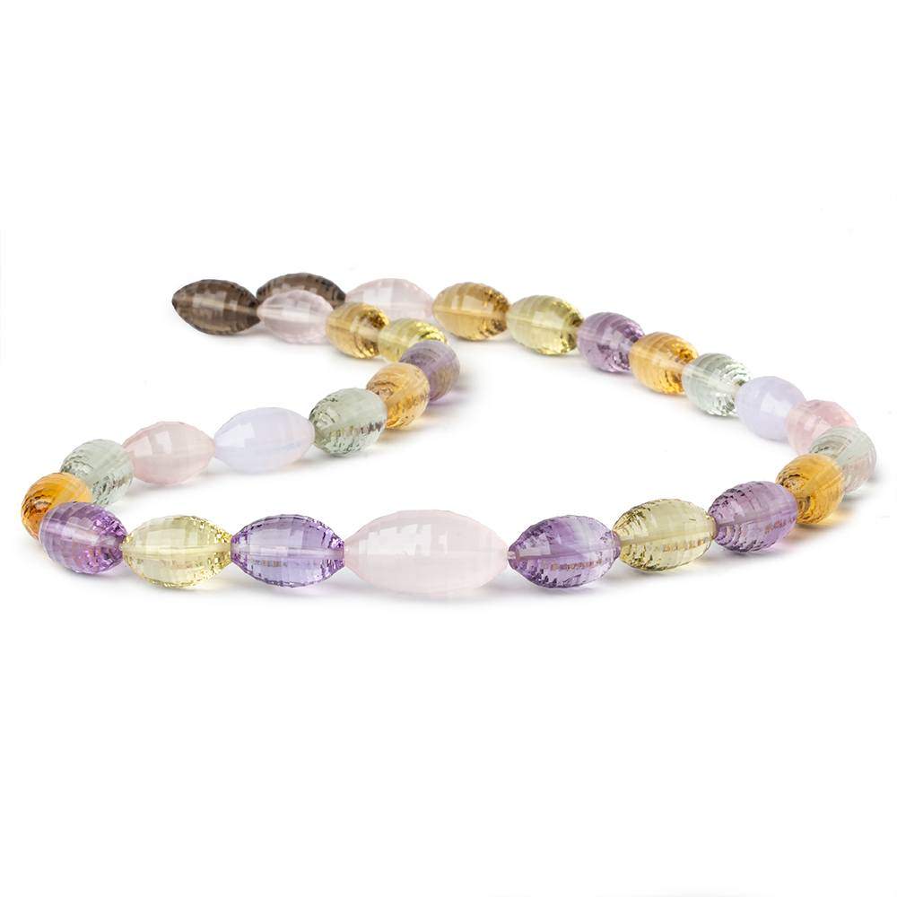 Multi HydroQuartz concave checkerboard faceted marquise 16 inch 29 beads 14x8mm - 20x11mm - Beadsofcambay.com