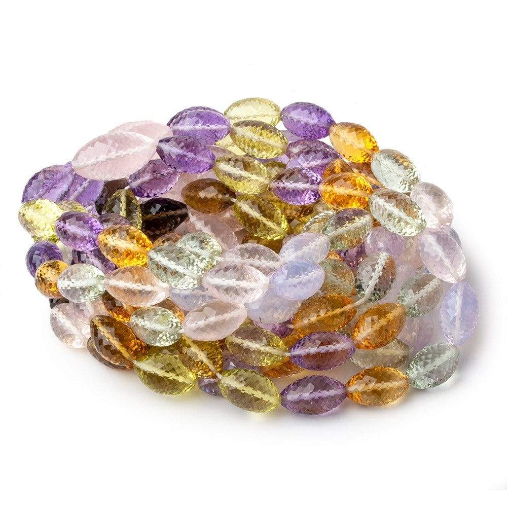 Multi HydroQuartz concave faceted marquise 16 inch 29 beads 14x8mm - 20x11mm - Beadsofcambay.com