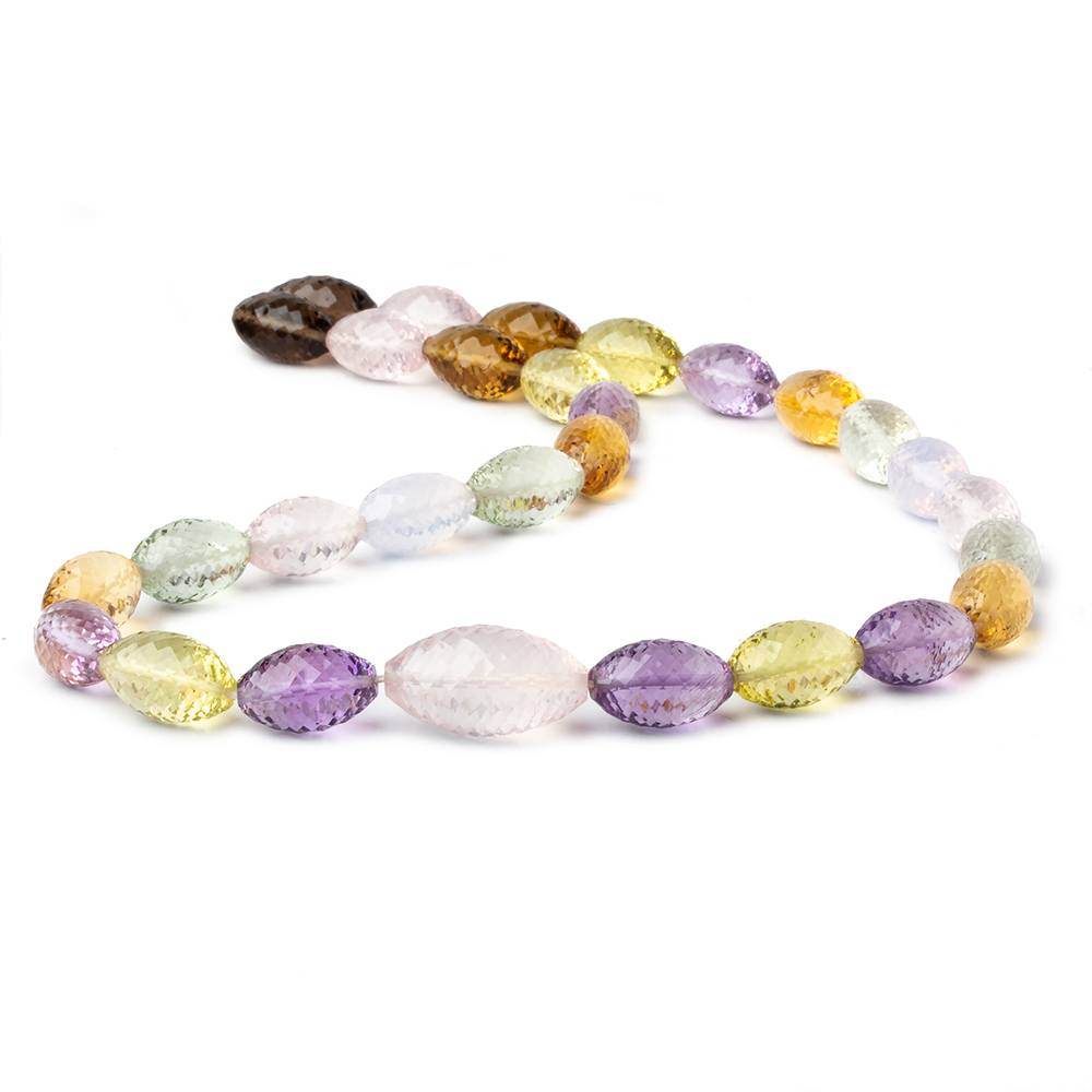 Multi HydroQuartz concave faceted marquise 16 inch 29 beads 14x8mm - 20x11mm - Beadsofcambay.com
