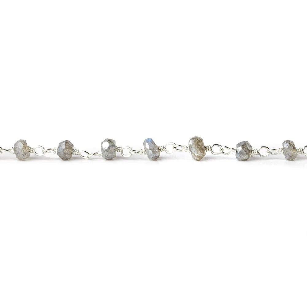 Mystic Labradorite Silver plated Wire Wrapped Chain - Beadsofcambay.com