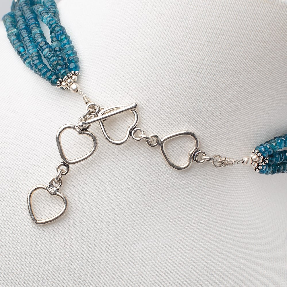 Neon Apatite Antiqued Sterling Silver Necklace - Beadsofcambay.com