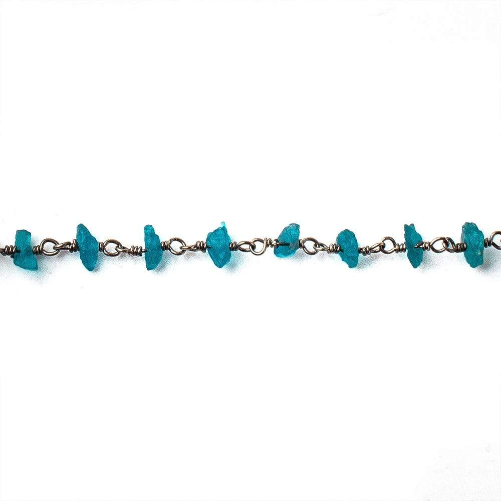 Neon Apatite chips Black Gold on Silver .925 sold by the foot 40 beads per - Beadsofcambay.com