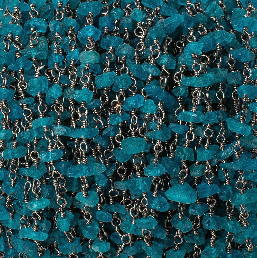 Neon Apatite chips Black Gold on Silver .925 sold by the foot 40 beads per - Beadsofcambay.com