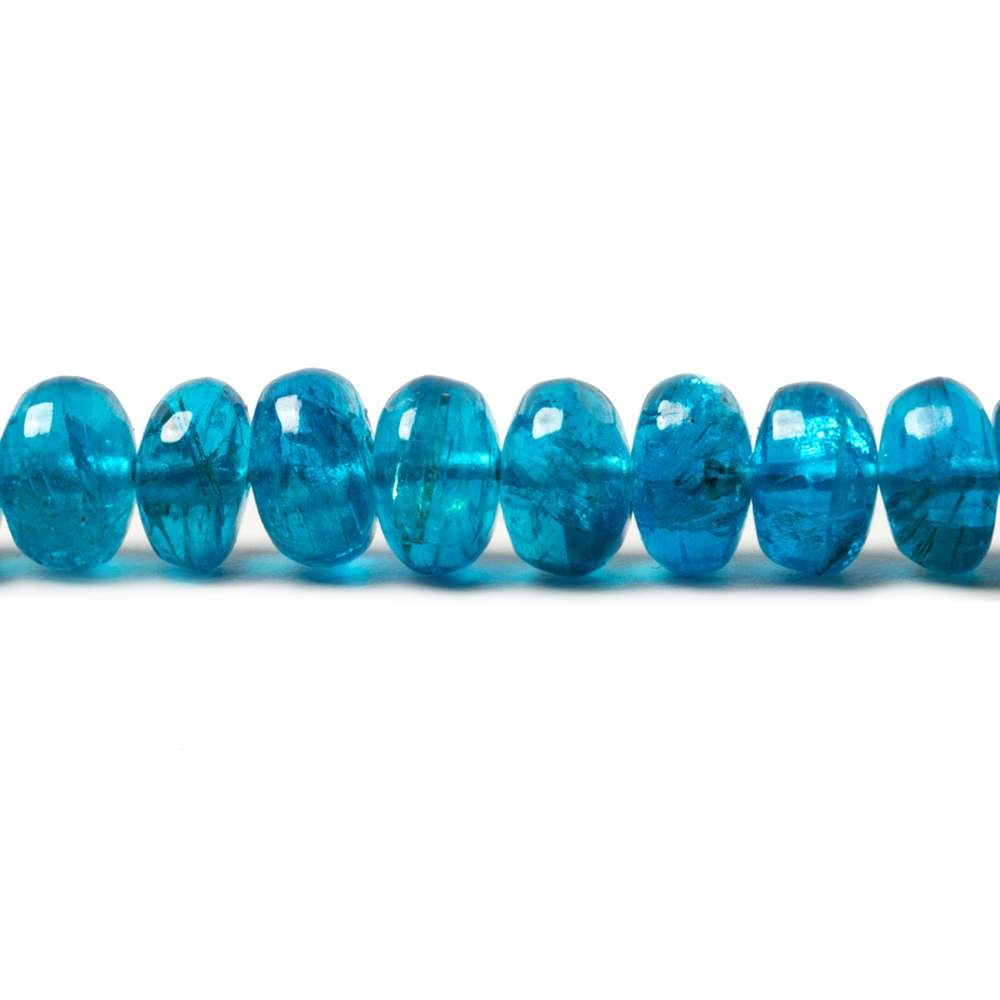 Neon Blue Apatite Beads Plain Rondelle - Beadsofcambay.com