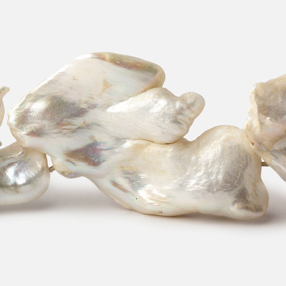 Off White Souffle Straight Drilled Baroque Freshwater Pearls 15.5 inch 10 beads 30x22-53x30mm - Beadsofcambay.com