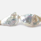 Off White Souffle Straight Drilled Baroque Freshwater Pearls 16 inch 12 beads 31x22-38x23mm - Beadsofcambay.com