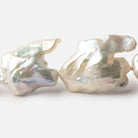 Off White Souffle Straight Drilled Baroque Freshwater Pearls 16 inch 12 beads 32x22-38x25mm - Beadsofcambay.com