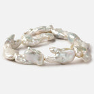 Off White Souffle Straight Drilled Baroque Freshwater Pearls 16 inch 12 beads 32x22-38x25mm - Beadsofcambay.com