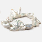 Off White Souffle Straight Drilled Baroque Freshwater Pearls 16 inch 12 beads 32x22-39x33mm - Beadsofcambay.com