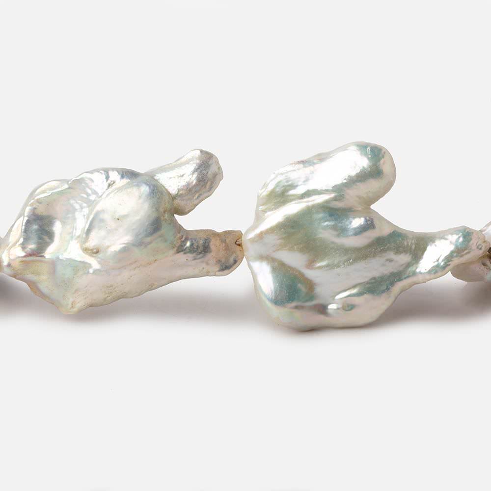 Off White Souffle Straight Drilled Baroque Freshwater Pearls 16 inch 13 beads 25x23-40x28mm - Beadsofcambay.com