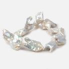 Off White Souffle Straight Drilled Baroque Freshwater Pearls 16 inch 13 beads 25x23-40x28mm - Beadsofcambay.com