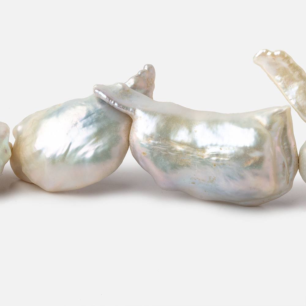 Off White Souffle Straight Drilled Baroque Freshwater Pearls 16 inch 15 beads 24x17-45x30mm - Beadsofcambay.com