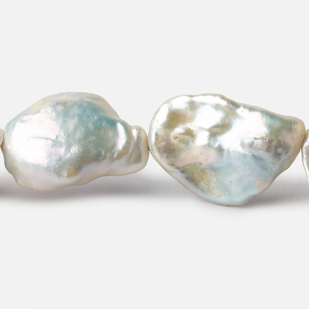 Off White Souffle Straight Drilled Baroque Freshwater Pearls 16 inch 15 beads 24x18-31x23mm - Beadsofcambay.com