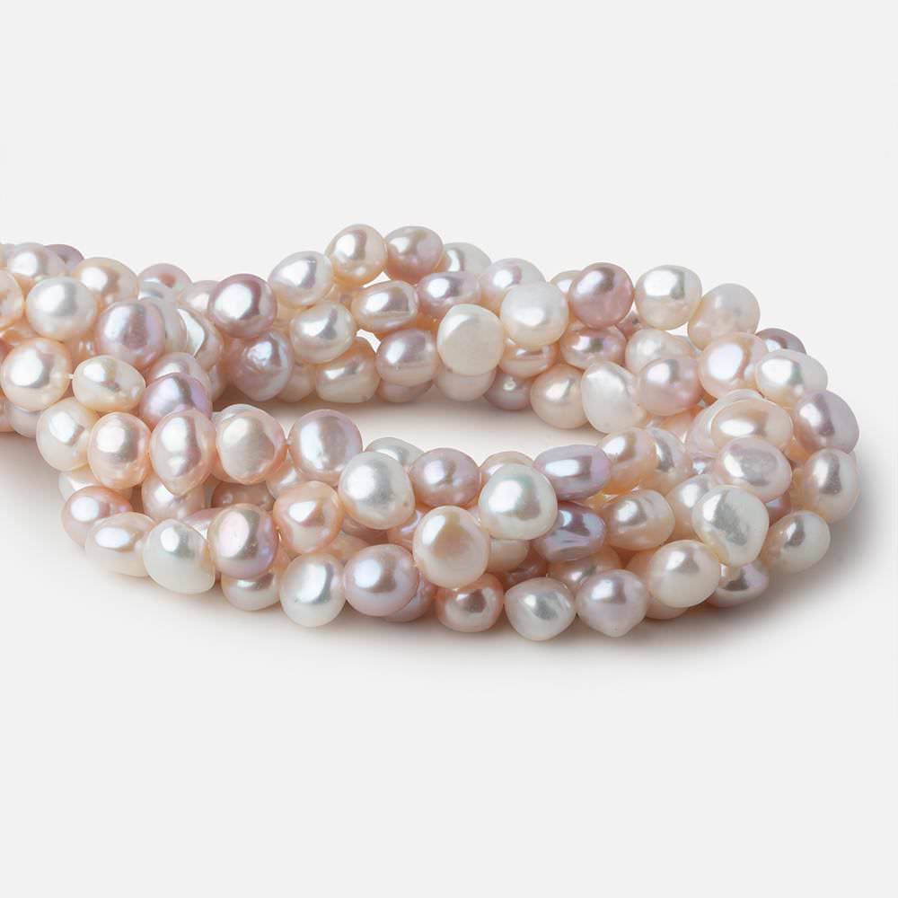 Pastel TriColor Baroque Freshwater Pearls 16 inch 40 pieces 10x9-12x9mm A - Beadsofcambay.com