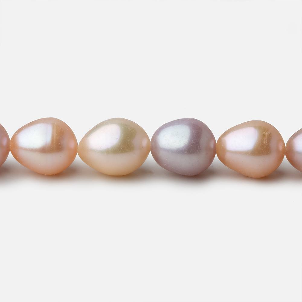 Pastel TriColor straight drilled oval Freshwater Pearls 16 inch 37 pearls 8x9-8x10mm A - Beadsofcambay.com
