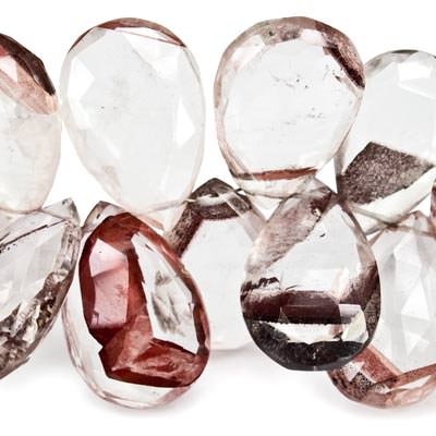 Phantom Hematoid Quartz Beads Pear Briolette - Beadsofcambay.com