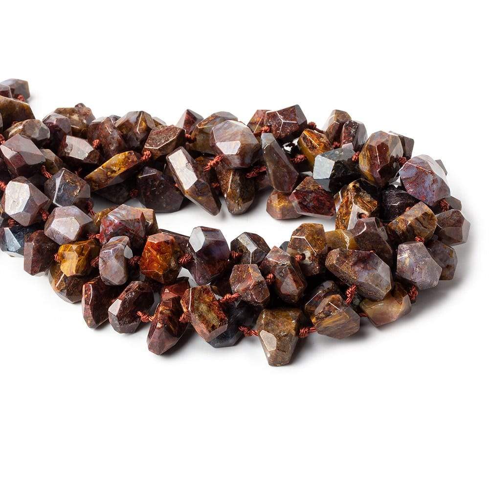 Pietersite side drilled faceted nuggets 16 inch 31 beads 11x9x7-14x10x9mm - Beadsofcambay.com