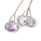 Pink Amethyst Focal Bead Concave Faceted Heart Set of 3 - Beadsofcambay.com