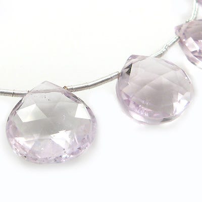 Pink Amethyst Heart Briolette - Beadsofcambay.com