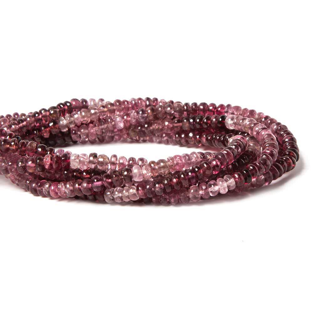 3.5mm Shaded Pink Spinel Plain Rondelle Beads 16 inch 196 pieces - Beadsofcambay.com