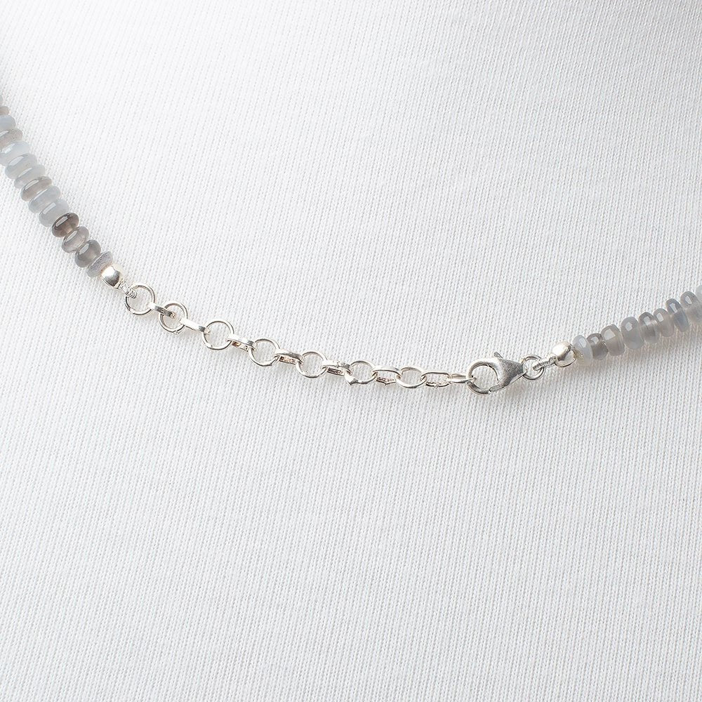 Platinum Moonstone Plain Rondelle Necklace AAA - Beadsofcambay.com