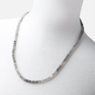 Platinum Moonstone Plain Rondelle Necklace AAA - Beadsofcambay.com