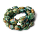 Rare Azure Malachite plain oval beads 18 inch 33 beads 11x8x5-21x16x10mm - Beadsofcambay.com