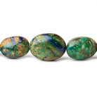 Rare Azure Malachite plain oval beads 18 inch 33 beads 11x8x5-21x16x10mm - Beadsofcambay.com