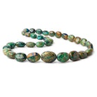 Rare Azure Malachite plain oval beads 18 inch 33 beads 11x8x5-21x16x10mm - Beadsofcambay.com