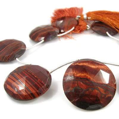 Red Tiger Eye Faceted Coin - Beadsofcambay.com