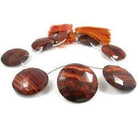 Red Tiger Eye Faceted Coin - Beadsofcambay.com
