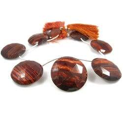 Red Tiger Eye Faceted Coin - Beadsofcambay.com