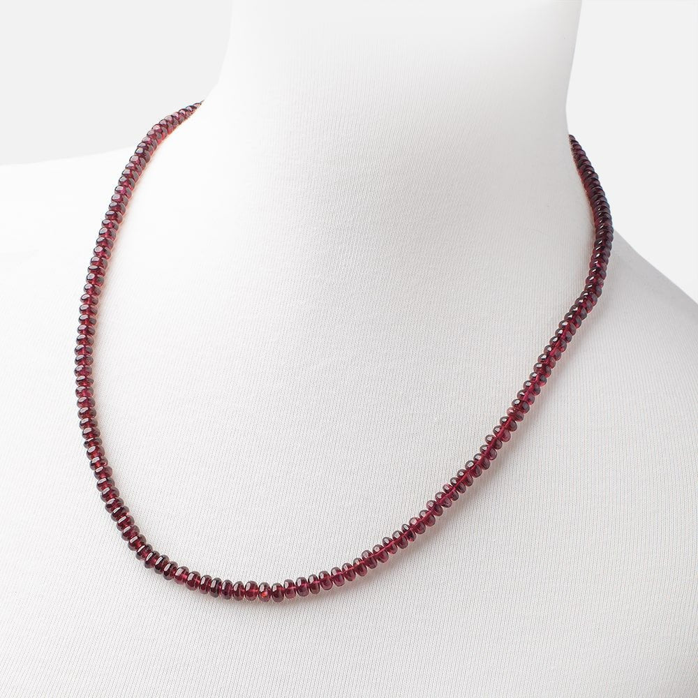 Rhodolite Garnet Plain Rondelle Necklace AAA - Beadsofcambay.com