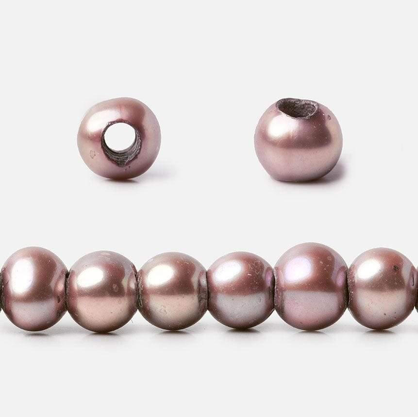 Rose Pink Off Round Large Hole Freshwater Pearls, 15 inch, 7-8mm diameter, - Beadsofcambay.com