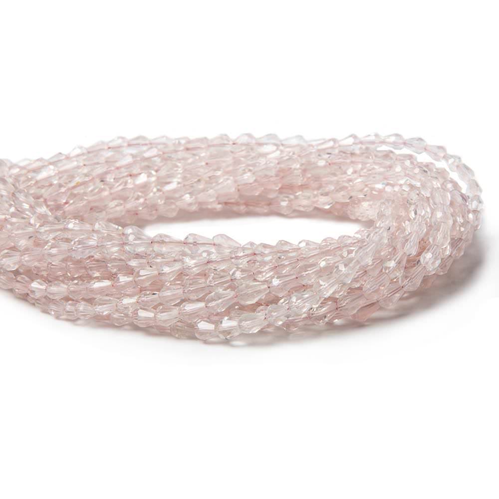 Rose Quartz Beads Straight Drilled Faceted Tear Drop - Beadsofcambay.com