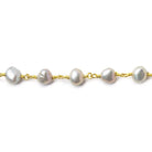 Rose' Silver side drilled Baroque Pearl Gold plated Chain by the foot 24 beads per - Beadsofcambay.com