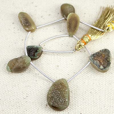 Sage Agate Drusy Freeform Beads - Beadsofcambay.com
